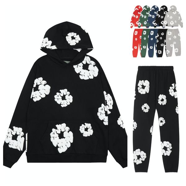 Diseñador con capucha bordado carta estampado floral kapok pantalones impresos para hombre mujeres manga con capucha puente para hombre ropa de alta calidad mujeres streetwear tops
