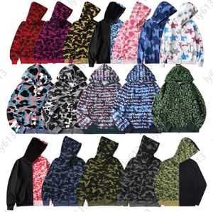 Designer hoodie vier seizoenen zip-up bapes-hoodie jas aap hoofd camouflage sweatshirt 3D digitaal printen letters geborduurd vest haai hoodie voor heren