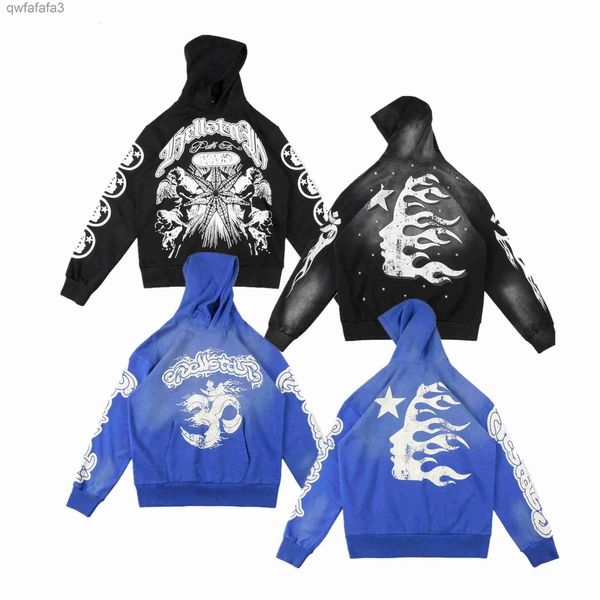 Designer Sweat à capuche Hellstar Sweats à capuche Vintage Aged Wash Sweatshirts Portrait High Street Tide Hip Hop Épaissi Athleisure Pulls peints à la main Hoodys U62J