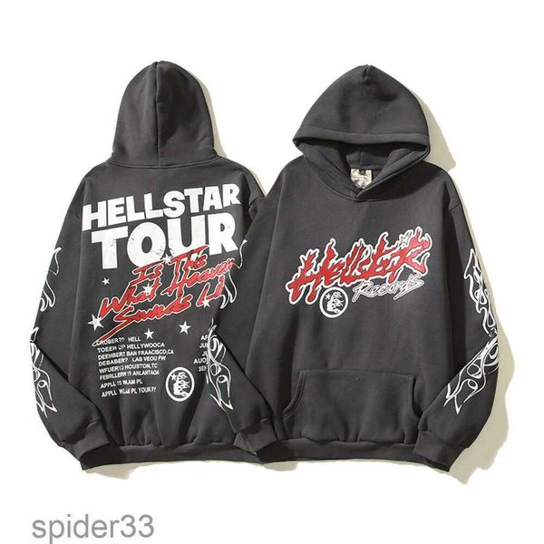 Diseñador con capucha Hellstar Hombres Jersey Spiderweb Star Flash Manga larga Calle Hip-hop Sudaderas Azul Rojo Gris Negro Blanco Yoga Vintage Hoodios XBDF