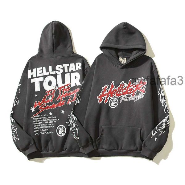 Diseñador con capucha Hellstar Hombres Jersey Spiderweb Star Flash Manga larga Calle Hip-hop Sudaderas Azul Rojo Gris Negro Blanco Yoga Vintage Hoodios EJYN