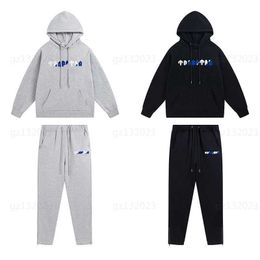 Trapstar Survêtements Designer Pull Pantalon Ensemble Homme Automne Deux Pièces Ensemble Blanc Bleu Lettres Serviette Broderie Capuche Rembourrée Sweat Pantalon Hommes Designers Vêtements