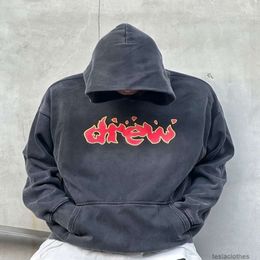 Sweat à capuche de concepteur Sweatshirts pour hommes Mode Streetwear Drew Pull à capuche à la fois hommes femmes peluche épaisse lavée en automne hiver vieux nouveau couple américain à la mode BR