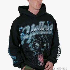 Sweatshirts de sweats pour hommes de la créatrice Streetwear de mode un niche Produit à la mode ins Super High High Street Black Night Snow Leopard Loose Casual Hooded Hoodie