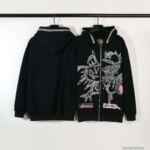 Designer hoodie heren sweatshirts mode streetwear Fujiwara Hiroshi trilaterale Ts skelet graffiti rits trui heren dames vest jas