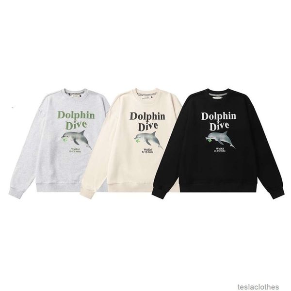 Sudadera con capucha de diseñador Sudaderas para hombres Moda Streetwear Versión correcta Coreano Waikei Dolphin Dog Suéter Lindo Suelto Cuello redondo Pareja Otoño Invierno Etiqueta de moda