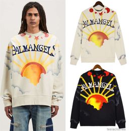 Designer Hoodie Heren Sweatshirts Mode Street chic Palmes Angel Angels Tie Dye Gradiënt Zonsopgang Print Lange mouwen High Street Losse Heren Dames Ronde Hals Trui