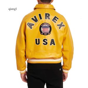 Designer Sweat à capuche Rouge Jaune Bomber Veste USA Taille AVIREX Casual Athlétique Épais En Peau De Mouton En Cuir Costume De Vol Cool Jacketstop