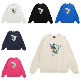 Designer Sweat à capuche Sourire Visage Drews Marque De Mode Mince Shark Imprimer Pull Pour Hommes Rond High Street Lâche Couple Étudiant Pull À Manches Longues Couleur Unie Top