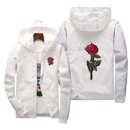 designer hoodie sweatshirts rose jas windjack heren en dames nieuwe mode wit zwarte rozen uitloper jas
