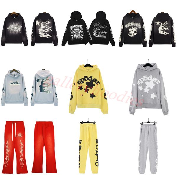 Sweats à capuche Hellstar Sweat à capuche Vintage Sweatshirts Portrait High Street Tide Hip Hop Épaissi Athleisure Poches peintes à la main Pulls pour femmes Sweat à capuche épais