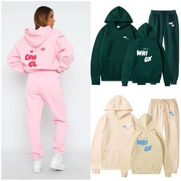 Hoodies de diseñador White Women Situits Two Pieces Setsuit Sweats Autumn Female Sampan Pantalias con sudadera Damas Jumentes sueltos Mujer ropa