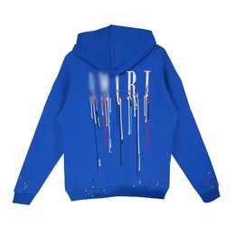 Sudaderas con capucha de diseñador para mujer sudaderas con capucha para hombre pintura moteada efecto de gota logotipo de letra azul sudadera con capucha sudaderas sueltas manga larga sudadera con capucha amantes del puente sudadera con capucha transpirable