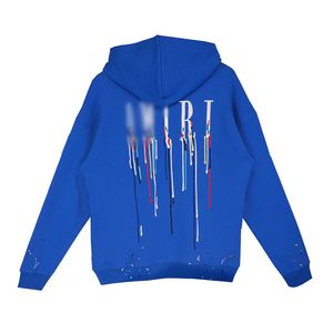 Ontwerper Hoodies Dames Heren Hoodies Spikkel Paint Drop Effect Letter Logo Blue Hooded Pullover Sweatshirts Losse lange mouw Hoody Jumper Lovers Hoody Ademend