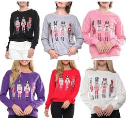 Sudaderas con capucha de diseñador Clip de nogal para mujer Camisa deportiva Personaje de dibujos animados Lentejuelas bordadas Cuello redondo Manga larga Floral Otoño / Invierno Top casual 231206