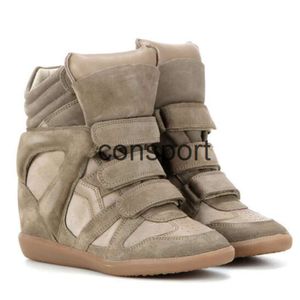 Zapatos de gran oferta de diseñador Isabel Bekett, zapatos clásicos de cuero y ante a la moda de Marant, zapatos con aumento de altura de cuero genuino