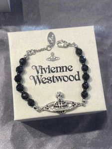 Ontwerper Hot Sale Westwood Black Agate Diamond Saturn Bracelet Fashion Dames High End Hwear