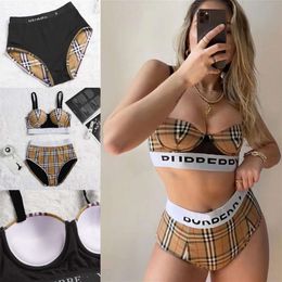 Ontwerper Hot Sell Bikini Chest Gathering Woman Sense Beach Wear Summer Swim Suit sexy sling riem Bur Design Pattern Plaid Swimsuit Hoge kwaliteit Womens Si Ggitys 5riq