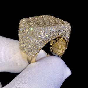 Designer hot selling Hip Hop Sieraden Luxe 14K Vergulde Solid 925 Sterling Zilver Iced Out Paved VVS Moissanite Diamanten Ring voor Mannen Vrouwen Party