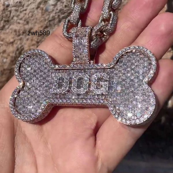 Diseñador Venta caliente joyería de los hombres S925 plata Esmeralda corte diamante personalizado helado Hip Hop VVS colgante de moissanita