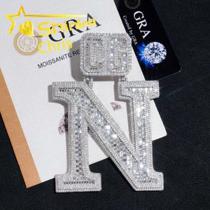 Designer Vente chaude S925 Lettre initiale personnalisée Plaqué or 18 carats Hip Hop Diamant Bijoux 925 Sterling Argent VVS Moissanite Nom personnalisé Pendentif