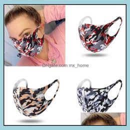 Designer HouseKee Organisatie Home Gardendesigner Maskers Camouflage masker anti -stof opvouwbaar beschermende gezicht 3D -print ademhaling ademend ademend