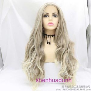 Ontwerper Human Wigs Hair For Women Qingdao Xiwei Handweven voorkant Lace Wig Dames Matte High Temperaty Silk Rose Inner Mesh Volledige bovenste kopkap