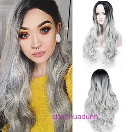 Designer Wigs Human Hair for Women Wigs Wig Long Curly Womens Synthetic Fibre Bandband Couleur Gradient