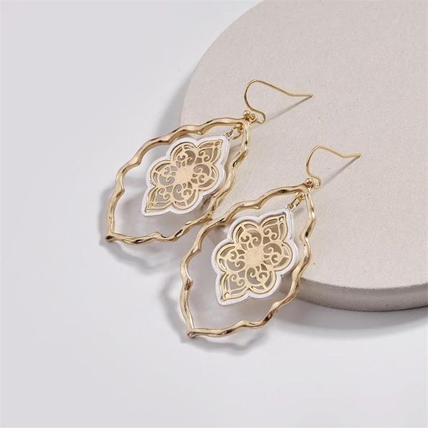 Designer inspiré filigrane d'or marocain découpe boucles d'oreilles pour femmes marque larme creuse déclaration boucles d'oreilles mode bijoux245Z
