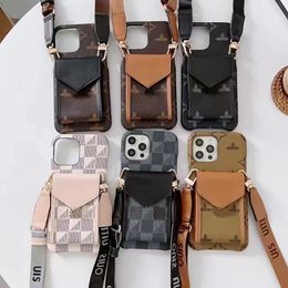 Designer iPhone 15 14 pro max Telefoonhoesjes Luxe Crossbody Portemonnee Hi Quality 18 17 16 15pro 14pro 13pro 12pro 13 12 11 X Xs 7 8 Plus Cover met Logo Box Drop Shipping Ondersteuning