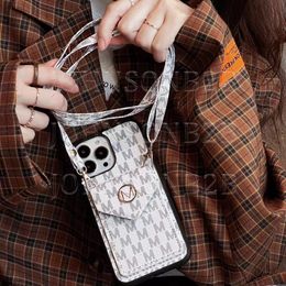 Designer iPhone Phone Case 15 14 Pro Max Pra Hi Quality Cuir Bandbody Card Slot Beau sac à main 18 17 16 15pro 14pro 13pro 12pro 13 12 11 X XS 7 8 Plus Étuis avec boîte à logo