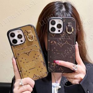 Designer iPhone Phone Case 15 14 Pro Max Luxe Cuir Card Ring Purse Salut Qualité 18 17 16 15pro 14pro 13pro 12pro 13 12 Cas avec Logo Box Femme Filles 918