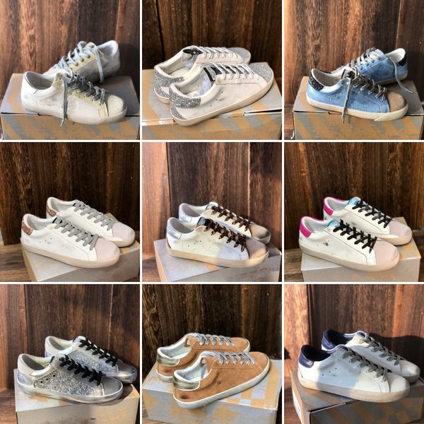 Designer Italie Marque Femmes Chaussures décontractées Pink Gold paillettes Sequin Classic White Do-Old Dirty Star Sneakers Mens Femme Chaussures de luxe