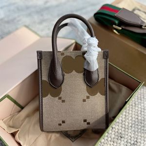 Diseñador Italia Mini bolso de mano Jumbo Adornos de cuero marrón Lona de camello y ébano Viene con correa para el hombro 200o