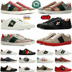 Guice Designer Italian Luxury Canvas Chaussures Low's Men's et Femme Casual Sneakers Tiger Broidered Ace Ace Blanc Green rouge Stripe's Chaussures pour hommes Chaussures de marche