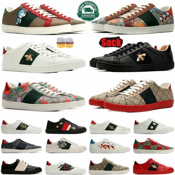 Designer Italie Baskets de luxe Plateforme Low Hommes Femmes Chaussures Casual Dr Formateurs Tiger Brodé Ace Bee Blanc Vert Rouge 1977s Stripes Mens Chaussure Wa z9I4 #