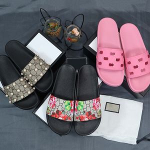 Designer Italië Slippers Parijs Nieuwe rubberen dia's Sandalen Bloemen Brokaat Dames Heren Slipper Platte bodems Slippers Dames Fasion Gestreept