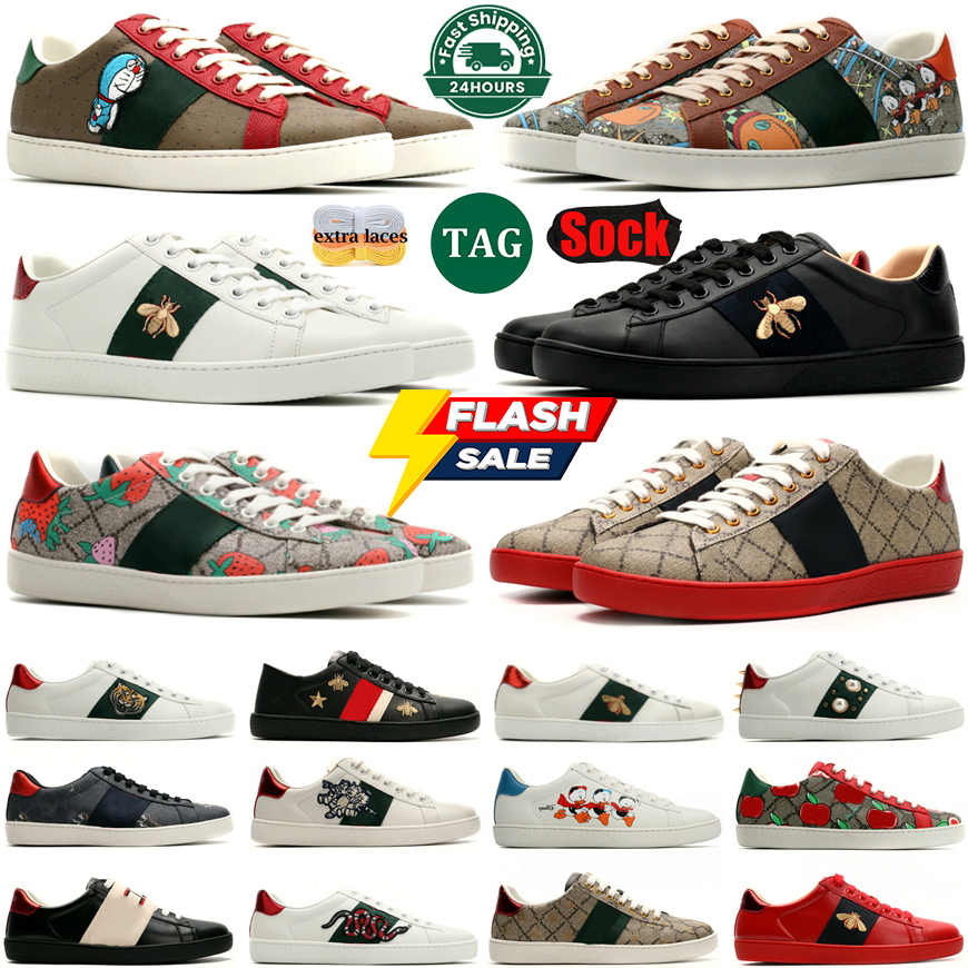 Designer Italy Sneakers Platform Low Men Women Shoes Casual Dress Trainers Tiger Embroidered Ace Bee White Green Red 1977s Stripes Mens Shoe Walking Sneaker