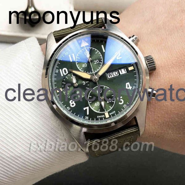 Designer Iwcity Chronograph Watch Hight Quality Luxury Montres de luxe pour hommes Mécanique bracelet Fighter 3777 Pilot Top Timing Six Pin Luminal imperméable Men's I