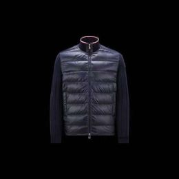 veste de designer doudoune tricotée M famille hommes coupe ajustée vers le bas pull tricoté à la mode simple et décontracté col montant épissage tricoté manteau de doudoune pour hommes