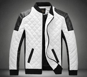 Veste de créateur men039s col montant veste en cuir PU manteau couleur noir et blanc correspondant grande taille cuir de moto3200977