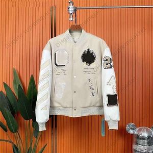 Veste de designer hors marque manteau blanc High Street Hip Hop Street Baseball porter des hommes et des femmes personnalisés lourds embroi293m