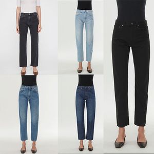 Designer Nouveau conception de point de torsion asymétrique classique à taille haute occasionnelle Design de neuf longues jeans à jambe droite de neuf minutes