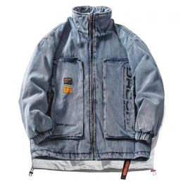 Veste de créateur hiver Denim Cowboy manteau rembourré hommes lâche épais Cargo tendance décontracté chaud manteau rembourré