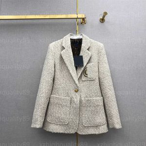 Designerjas Dames Blazer Topjas Nieuwe geborduurde badge Tweed Blazers Lange mouwen Revers Drie zakken Klassieke dameskleding Ontwerpersjassen