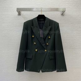 Chaqueta de diseñador Abrigos de mujer Top Blazer Solapa Moda Botón de metal de gama alta Slim Fit Chaqueta de traje de manga larga Chaquetas verdes negruzcas Abrigo para mujer