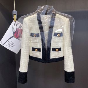 Chaqueta de diseñador Mujer Abrigos de rebeca de lujo Diseñador Mujer Mujer Prendas de abrigo Negro Blanco Manga larga Calidad superior Canal de entrenador Abrigo de bolsillo de moda Carigan