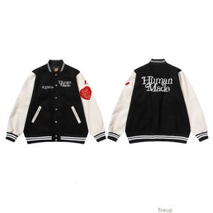 Chaquetas de diseñador Abrigos casuales para hombre Ropa de abrigo Chicas hechas por humanos No llores Carta de amor Mangas de cuero bordadas Chaqueta de béisbol Chaquetas sueltas para hombres y mujeres