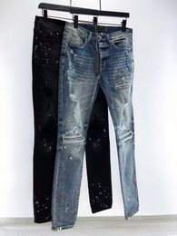 Ontwerper Jean vernietigde heren slanke denim rechte motorrijder skinny jeans casual lange mannen scheurde jeans maat 28-38 met gaten