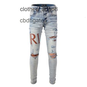 Designer Jean Jeans Mode Hommes Amirs Nous Casual Hip Hop High Street Usé et lavé Splash Encre Couleur Peinture Slim Fit Jeans Hommes 3OQ2